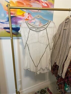Y2K White Short-Sleeve Y2K tissue top short sleeve‎ large